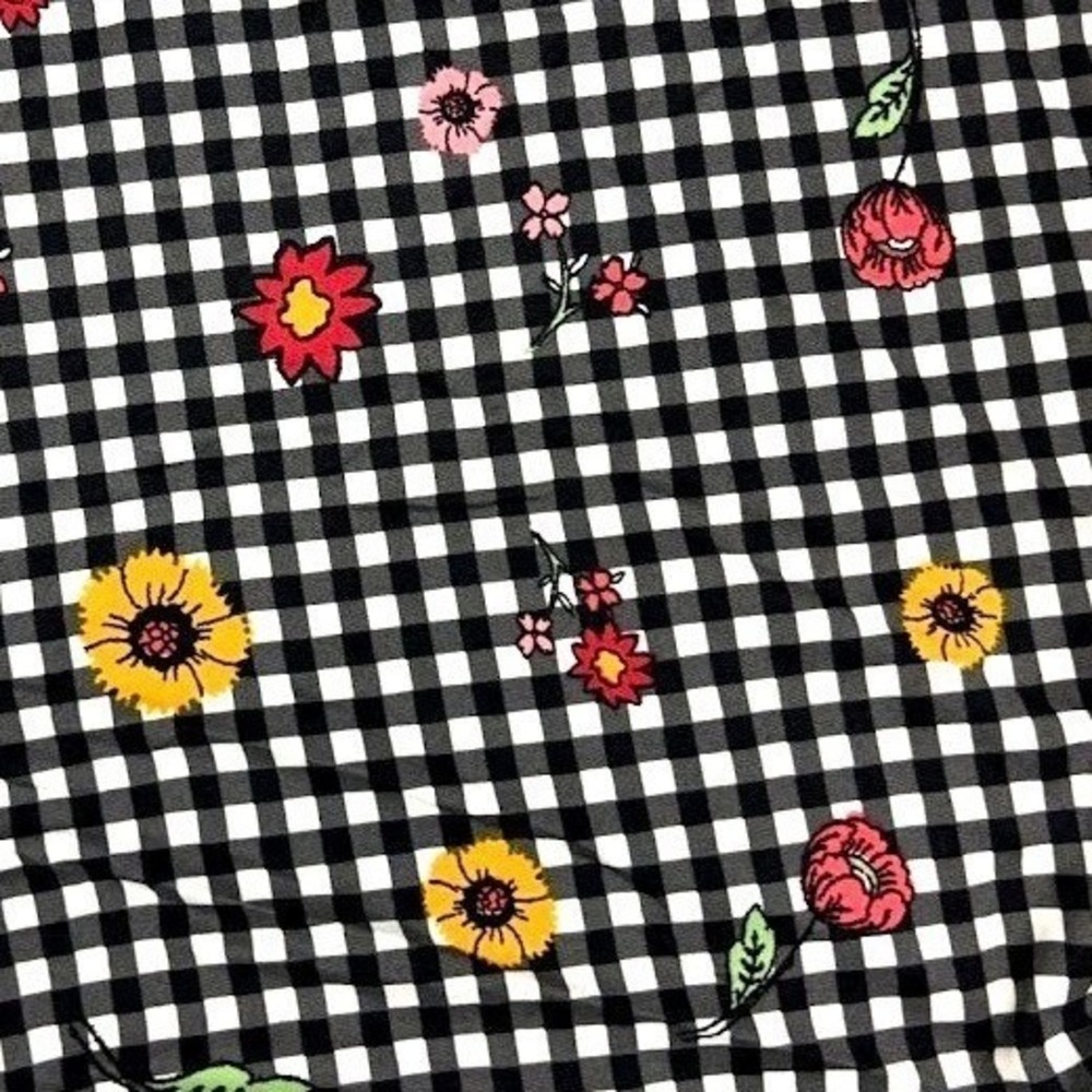 Dot Smile Girl 8 10 Empire‎ Black White Gingham Flower Floral Dress V Neck NWT